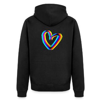 herz effekt 3d symbol liebe - Unisex Premium Bio Zip Hoodie - Schwarz - Hinten - Nico (187cm)