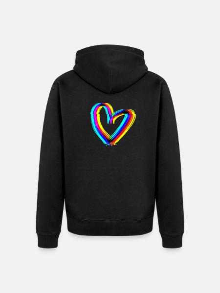 heart effect 3d symbol love - Unisex Premium Organic Zip Hoodie - black