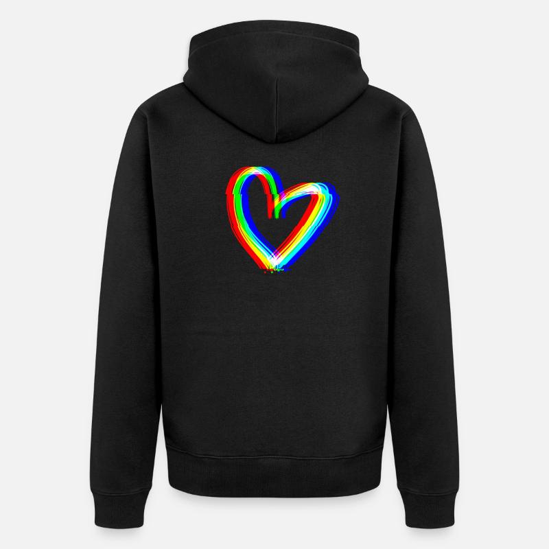 effet cœur 3D symbole amour - Veste à capuche bio Premium Unisexe - noir