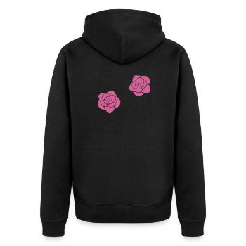 blumen rose blume symbol pflanze pink - Unisex Premium Bio Zip Hoodie - Schwarz - Hinten - Nico (187cm)