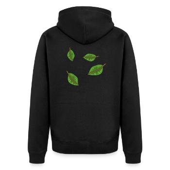 motif de symbole de feuilles vertes - Veste à capuche bio Premium Unisexe - noir - Dos - Nico (187cm)