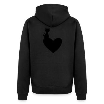 katze herz liebe symbol form haustier - Unisex Premium Bio Zip Hoodie - Schwarz - Hinten - Nico (187cm)