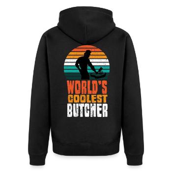 Butcher Butcher Butcher Meat Sausage Comptoir - Veste à capuche bio Premium Unisexe - noir - Dos - Nico (187cm)
