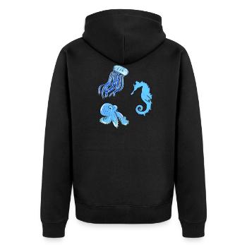 jellyfish octopus animals marine animals biology - Unisex Premium Organic Zip Hoodie - black - Back - Nico (187cm)