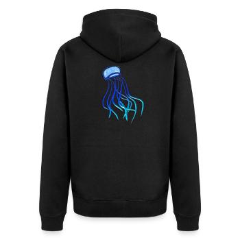 qualle tier meerestier biologie symbol blau - Unisex Premium Bio Zip Hoodie - Schwarz - Hinten - Nico (187cm)