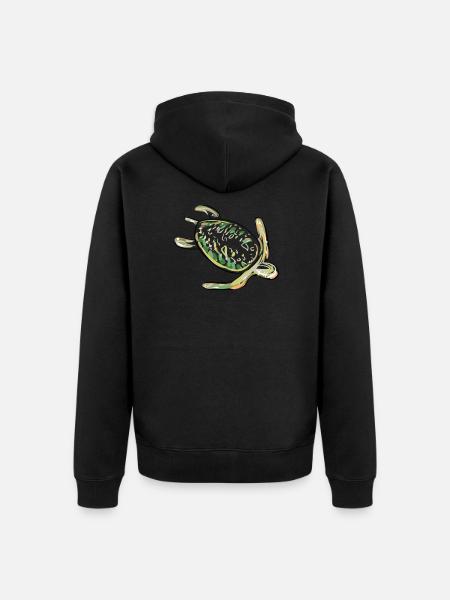 skilpadde sjødyr biologi ikon - Premium økologisk unisex-hettejakke - svart