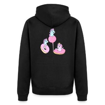 cake pops süßigkeiten pink lollipop donut einhörne - Unisex Premium Bio Zip Hoodie - Schwarz - Hinten - Nico (187cm)