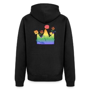 crown symbol royal queen king lgbt regenbog - Unisex Premium Organic Zip Hoodie - black - Back - Nico (187cm)