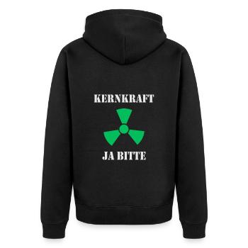 Kernkraft, Ja bitte - Unisex Premium Bio Zip Hoodie - Schwarz - Hinten - Nico (187cm)