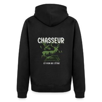 chasser chasseur et fier de l'être cadeau chasseur - Veste à capuche bio Premium Unisexe - noir - Dos - Nico (187cm)