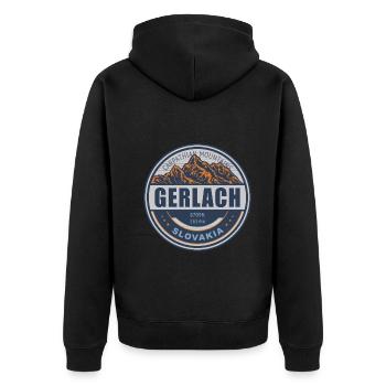 Gerlach Slowakei Vintage Bergwandern Design - Unisex Premium Bio Zip Hoodie - Schwarz - Hinten - Nico (187cm)