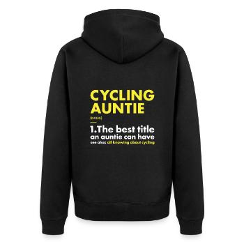 Sport Auntie Cycling - Unisex Premium Bio Zip Hoodie - Schwarz - Hinten - Nico (187cm)