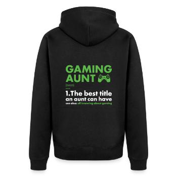 Gamer Aunt Definition Gaming - Unisex Premium Bio Zip Hoodie - Schwarz - Hinten - Nico (187cm)