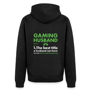 Gamer Husband Definition Gaming - Unisex Premium Bio Zip Hoodie - Schwarz - Hinten - Nico (187cm)