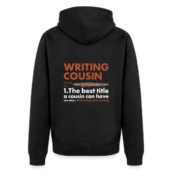 Writer Cousin Definition Writing - Unisex Premium Organic Zip Hoodie - black - Back - Nico (187cm)