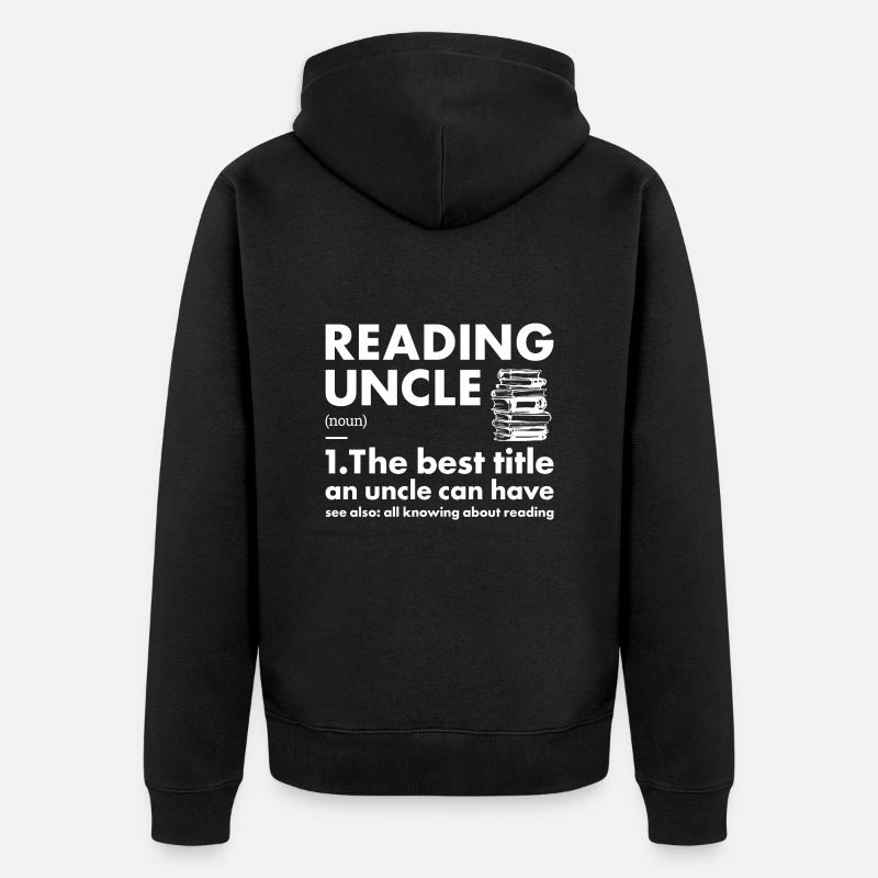 Reader Uncle Definition Reading - Unisex Premium Organic Zip Hoodie - black