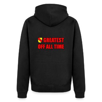 Witziger Badner Spruch Badisch Großherzogtum Baden - Unisex Premium Bio Zip Hoodie - Schwarz - Hinten - Nico (187cm)