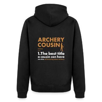 Sport Cousin Archery - Unisex Premium Organic Zip Hoodie - black - Back - Nico (187cm)