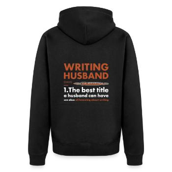 Writer Husband Definition Writing - Unisex Premium Organic Zip Hoodie - black - Back - Nico (187cm)