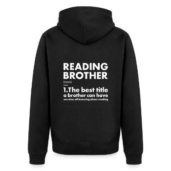 Reader Brother Definition Reading - Unisex Premium Organic Zip Hoodie - black - Back - Nico (187cm)