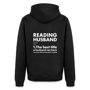 Reader Husband Definition Reading - Unisex Premium Organic Zip Hoodie - black - Back - Nico (187cm)