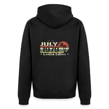 July 45th Anniversary Vintage Born 1979 Vibe - Unisex Premium Organic Zip Hoodie - black - Back - Nico (187cm)
