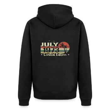 July 51st Anniversary Vintage Born 1973 Vibe - Unisex Premium Organic Zip Hoodie - black - Back - Nico (187cm)