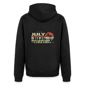 July 49th Anniversary Vintage Born 1975 Vibe - Unisex Premium Organic Zip Hoodie - black - Back - Nico (187cm)