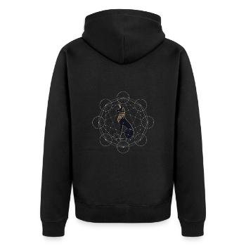Egyptian Cat Sacred Geometry - Unisex Premium Organic Zip Hoodie - black - Back - Nico (187cm)