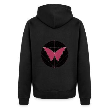 Sacred Geometry Butterfly - Unisex Premium Organic Zip Hoodie - black - Back - Nico (187cm)