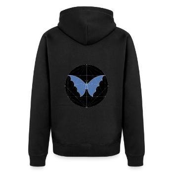 Sacred Geometry Butterfly - Unisex Premium Organic Zip Hoodie - black - Back - Nico (187cm)