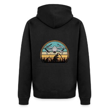 Drohnen Pilot Drohne Whoop Copter FPV Pilot Drone - Unisex Premium Bio Zip Hoodie - Schwarz - Hinten - Nico (187cm)