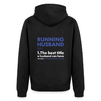 Sport Husband Running - Unisex Premium Organic Zip Hoodie - black - Back - Nico (187cm)
