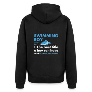 Sport Boy Swimming - Unisex Premium Bio Zip Hoodie - Schwarz - Hinten - Nico (187cm)