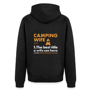 Camper Wife Definition Camping - Unisex Premium Organic Zip Hoodie - black - Back - Nico (187cm)