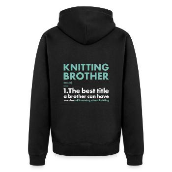 Knitter Brother Definition Knitting - Unisex Premium Organic Zip Hoodie - black - Back - Nico (187cm)