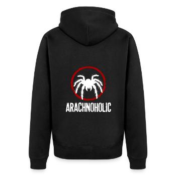 Arachnoholic big hairy tarantula silhouette - Unisex Premium Organic Zip Hoodie - black - Back - Nico (187cm)