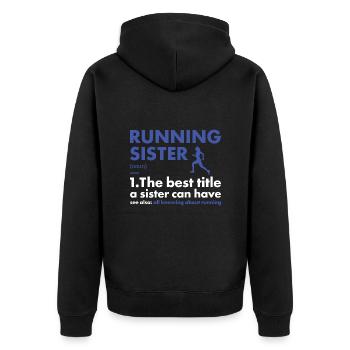 Sport Sister Running - Unisex Premium Organic Zip Hoodie - black - Back - Nico (187cm)