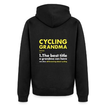 Sport Grandma Cycling - Unisex Premium Bio Zip Hoodie - Schwarz - Hinten - Nico (187cm)