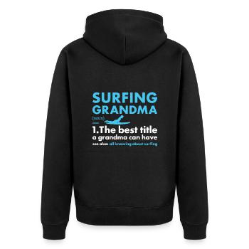 Sport Grandma Surfing - Unisex Premium Bio Zip Hoodie - Schwarz - Hinten - Nico (187cm)