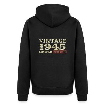 1945 Vintage :79e Anniversaire Cadeau Rétro Unique - Veste à capuche bio Premium Unisexe - noir - Dos - Nico (187cm)