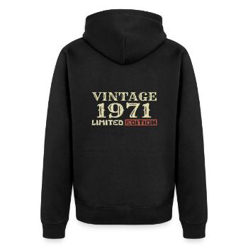 Jahrgang 1971: 53. Geburtstag Einzigartiges Retro-Geschenk - Unisex Premium Bio Zip Hoodie - Schwarz - Hinten - Nico (187cm)