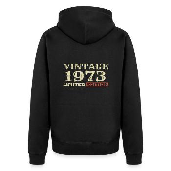 1973 Vintage: Einzigartiges Retro-Geschenk zum 51. Jahrestag - Unisex Premium Bio Zip Hoodie - Schwarz - Hinten - Nico (187cm)