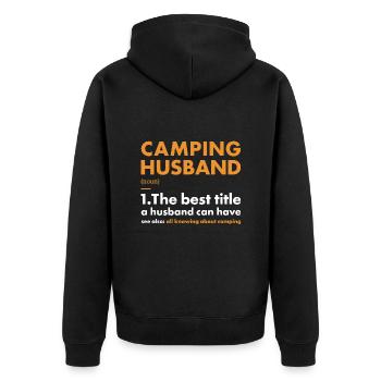 Camper Husband Definition Camping - Unisex Premium Organic Zip Hoodie - black - Back - Nico (187cm)