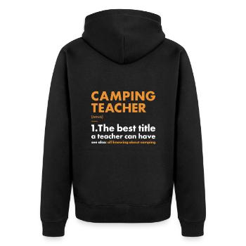 Camper Teacher Definition Camping - Unisex Premium Organic Zip Hoodie - black - Back - Nico (187cm)