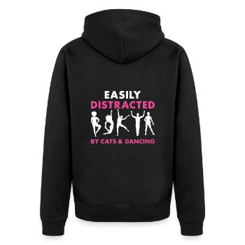 Dancer Easily Distracted By Cats And Dancing - Unisex Premium Bio Zip Hoodie - Schwarz - Hinten - Nico (187cm)