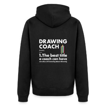 Drawer Coach Definition Drawing - Unisex Premium Bio Zip Hoodie - Schwarz - Hinten - Nico (187cm)