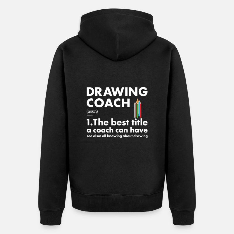 Drawer Coach Definition Drawing - Unisex Premium Bio Zip Hoodie - Schwarz