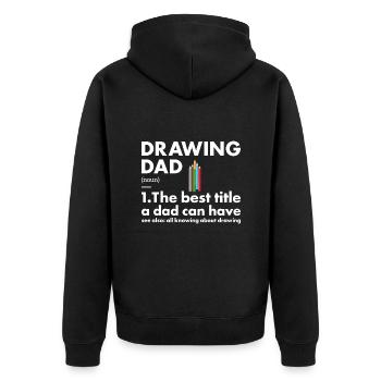 Drawer Dad Definition Drawing - Unisex Premium Organic Zip Hoodie - black - Back - Nico (187cm)