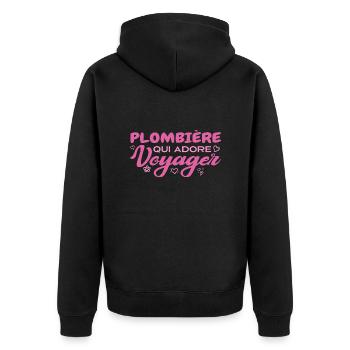 Plombière globe-trotteuse passionnée de voyages - Veste à capuche bio Premium Unisexe - noir - Dos - Nico (187cm)